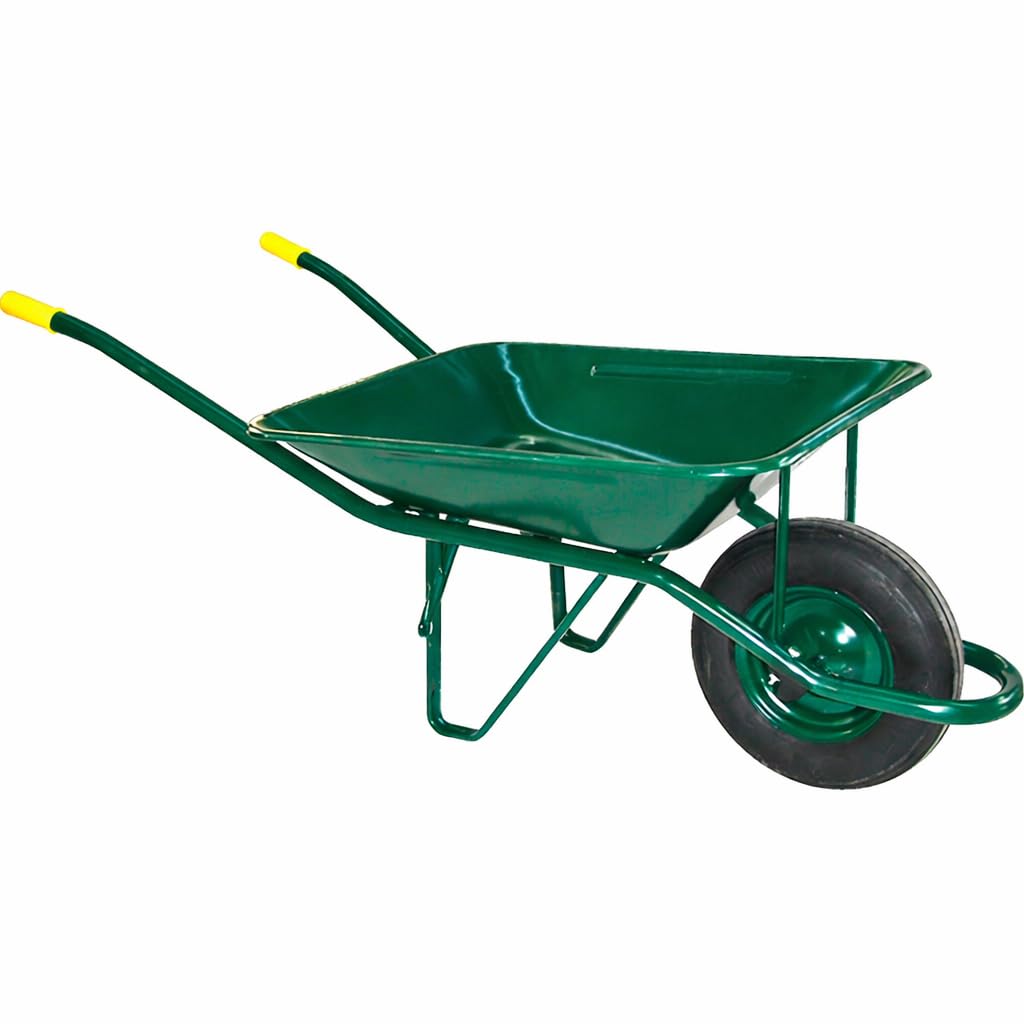 Metal Work Wheelbarrow 60 L – Narrow Box 800 x 640 mm, Wheel 3.5 x 8, Green Colour, Sturdy and Handled, Ideal for Construction and Intensive Use