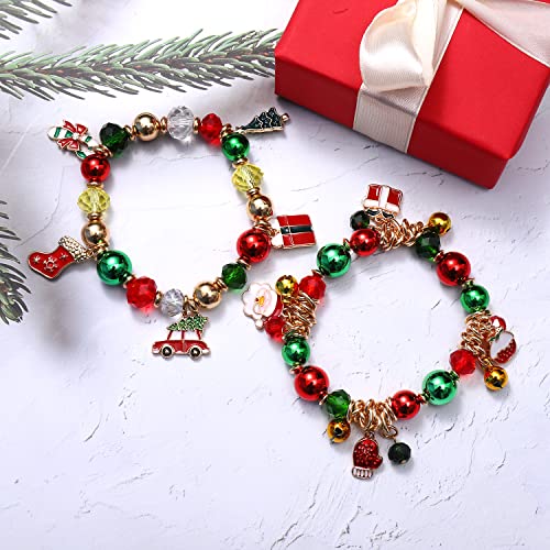 Lenoocle Christmas Beaded Bracelet Christmas Bracelets For Women Santa Claus Reindeer Snowman Charm Bracelets Multi Color Holiday Jewelry Gift For Women thumb #5