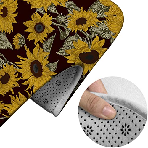 3-teiliges Badezimmerteppich-Set, Sonnenblumen, waschbare Badeteppiche, rutschfest, mit Rückenpolster, Konturteppich und Toilettendeckelbezug – Bild 5