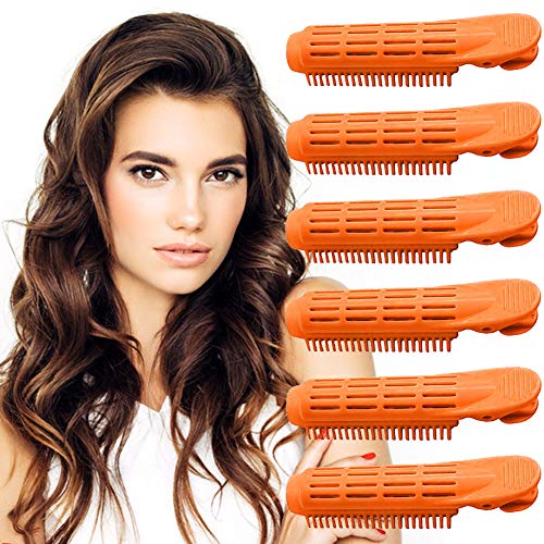 Volumizing Hair Root Clip, Naturally Fluffy Hair Clip Self Grip Root Volume Hair Curlers Clip, Home DIY Make Hair Curly Styling Tool for All Hair Types (6pcs-orange)