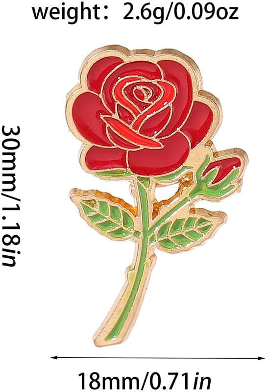 Rose Flower Enamel Pins Set Elegant Cute Alloy Brooch Lapel Pins for Women, Teens - Mini Floral Badge Accessories for Backpacks, Jackets, Bags Pack of 5 - Image 6