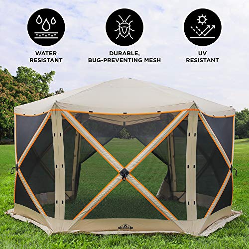 Hike-Crew-6-Panel-Pop-Up-Screen-House-Gazebo-140×140-Inch–Instant-Setup-6-Sided-Hub-Tent-UV-Resistant-SPF-50-Fits-9-People-Heavy-Duty-210D-Material–Includes-Carry-Bag-Ground-Stakes Hike Crew 6 Panel Pop Up Screen House Gazebo 140×140 Inch–Instant Setup 6 Sided Hub Tent UV Resistant SPF 50 Fits 9 People Heavy Duty 210D Material–Includes Carry Bag Ground Stakes