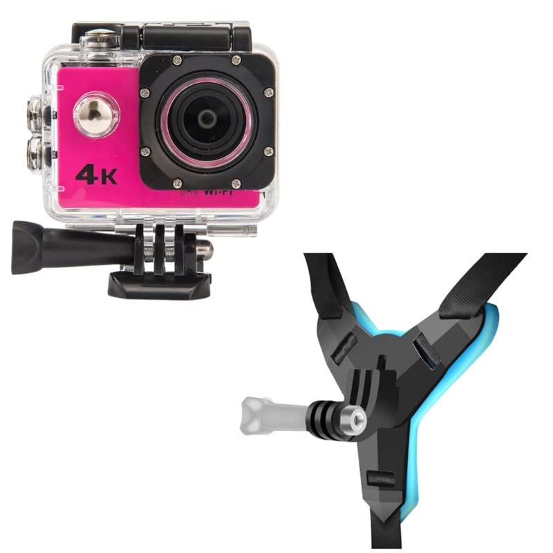 drumstone pink 4k wifi 16mp sports action camera 30m underwater waterproof camera adjustable view anglewith helmet chin strap mount compatible with all type of action sports camera for motor vlogging