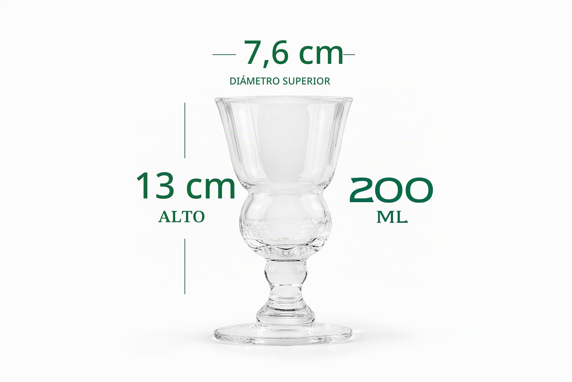 Copas de Cristal para Absenta, Sambuca, Raki, Pastis y Ouzo | Juego de 4 | 200 ml | Vasos de Tallo Corto con Depósito de Burbujas para Beber Licores | Cristalería Elegante para Cócteles
