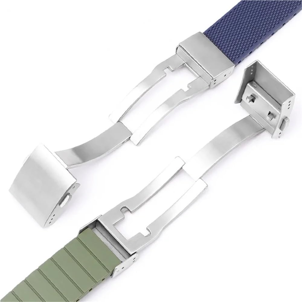Correas de Repuesto de 21 mm para Longines HydroConquest, Correa de Caucho con Hebilla Plegable para Reloj Deportivo de Buceo, Accesorios de Pulsera (Negro) (Azul, 21 mm)