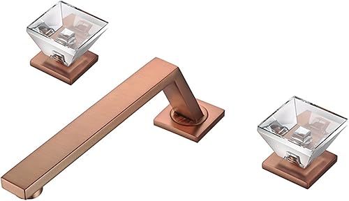 Miniatura 1 de Ksunun Grifo de baño moderno, grifos de baño para fregadero de 3 agujeros, grifo de fregadero de baño, grifo mezclador de latón de doble mango,