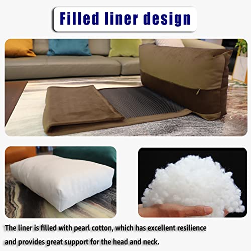 Amazecov Velvet Recliner Head Pillow With Non-Slip Base - Adjustable Neck Support For Pain Relief In Home, Office And Travel (Brown) #TOP4