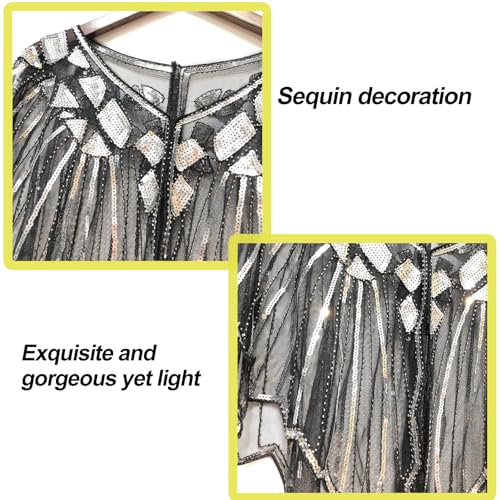 Vintage Lace Beaded Shawl, Beaded Shawls for Evening Dresses, 1920s Dresses for Women, Sequin Shawls for Evening Dresses4