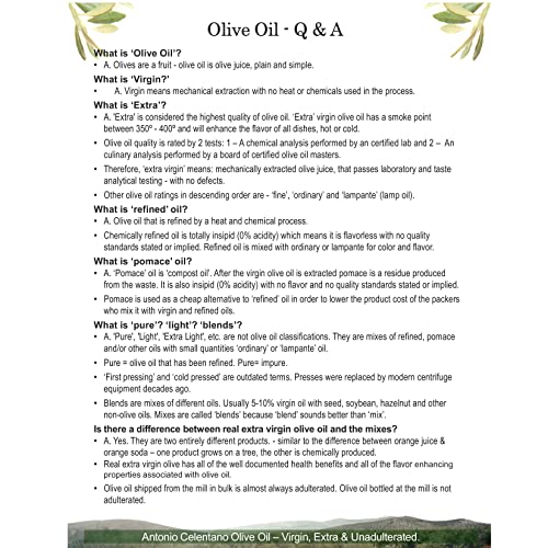 Miniatura 3 de Antonio Celentano Aceite de oliva virgen extra 100% no adulterado - Botella de vidrio con tapa de corcho de 8.5 fl oz, paquete de 2