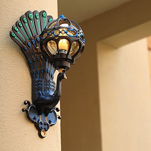 Applique Murale Paon Luminaire Extérieur Rétro Lanterne Étanche IP65