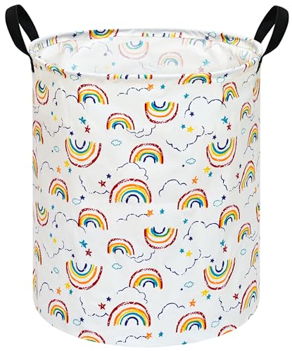 Image of Round Laundry Hamper Storage Basket Fabric Material Storage Hamper Organization Basket, Storage Bin, Gift Box with Handles for Room