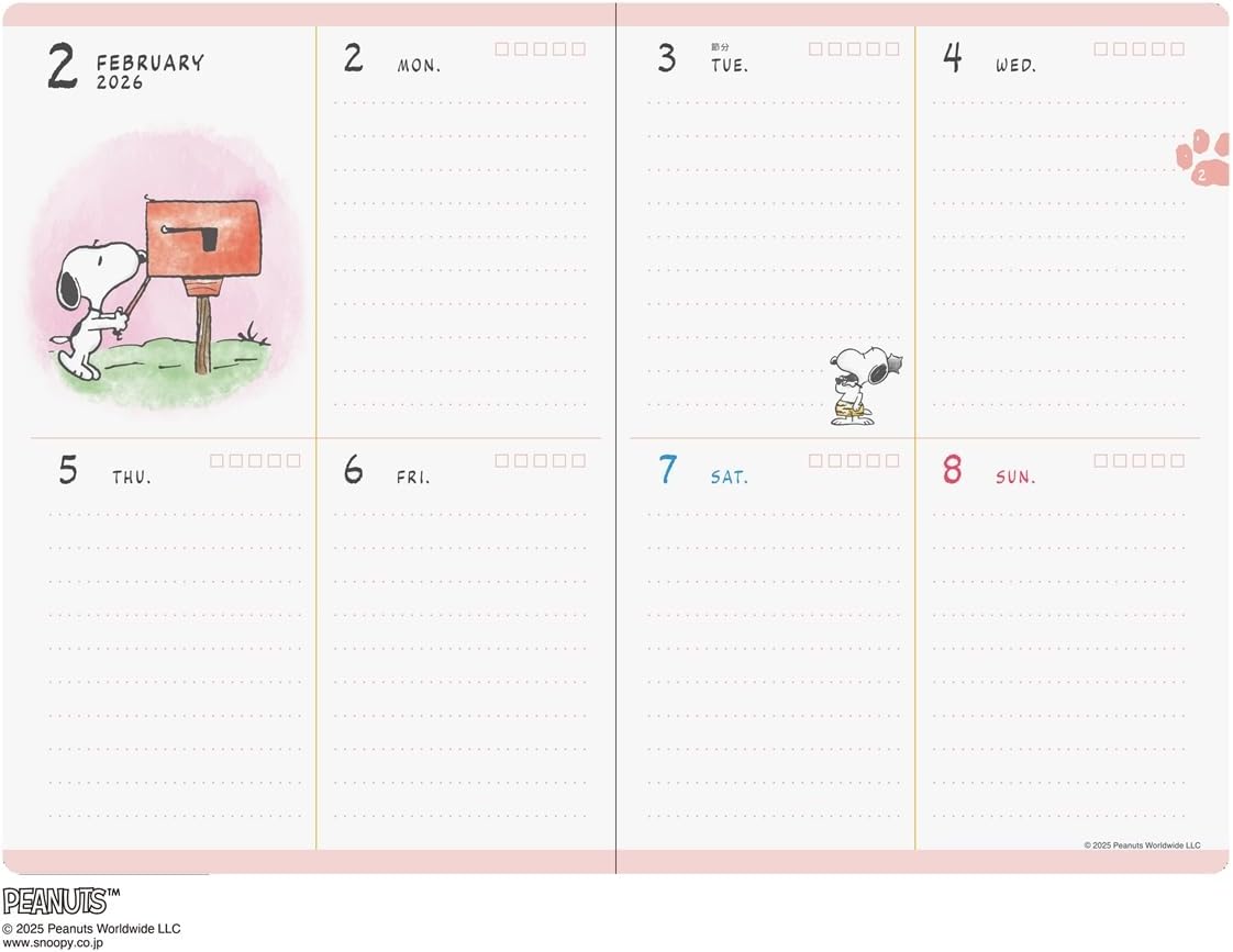 2026 Planner B6 Block Weekly Diary Peanuts/Pair