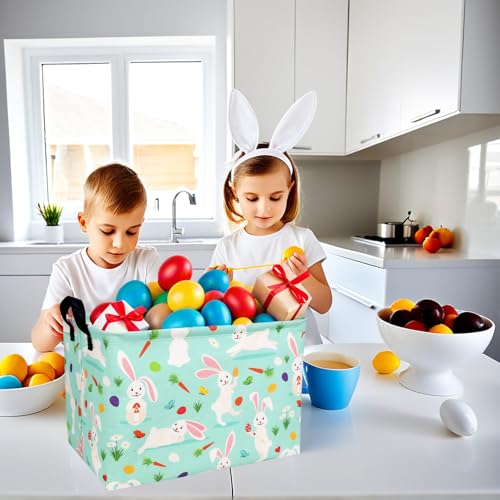 Image of Large Empty Easter Basket for Kid Fabric Personalized Bunny Eggs Easter Gift Basket for Boy and Girl (Rabbit Magician Easter Egg)