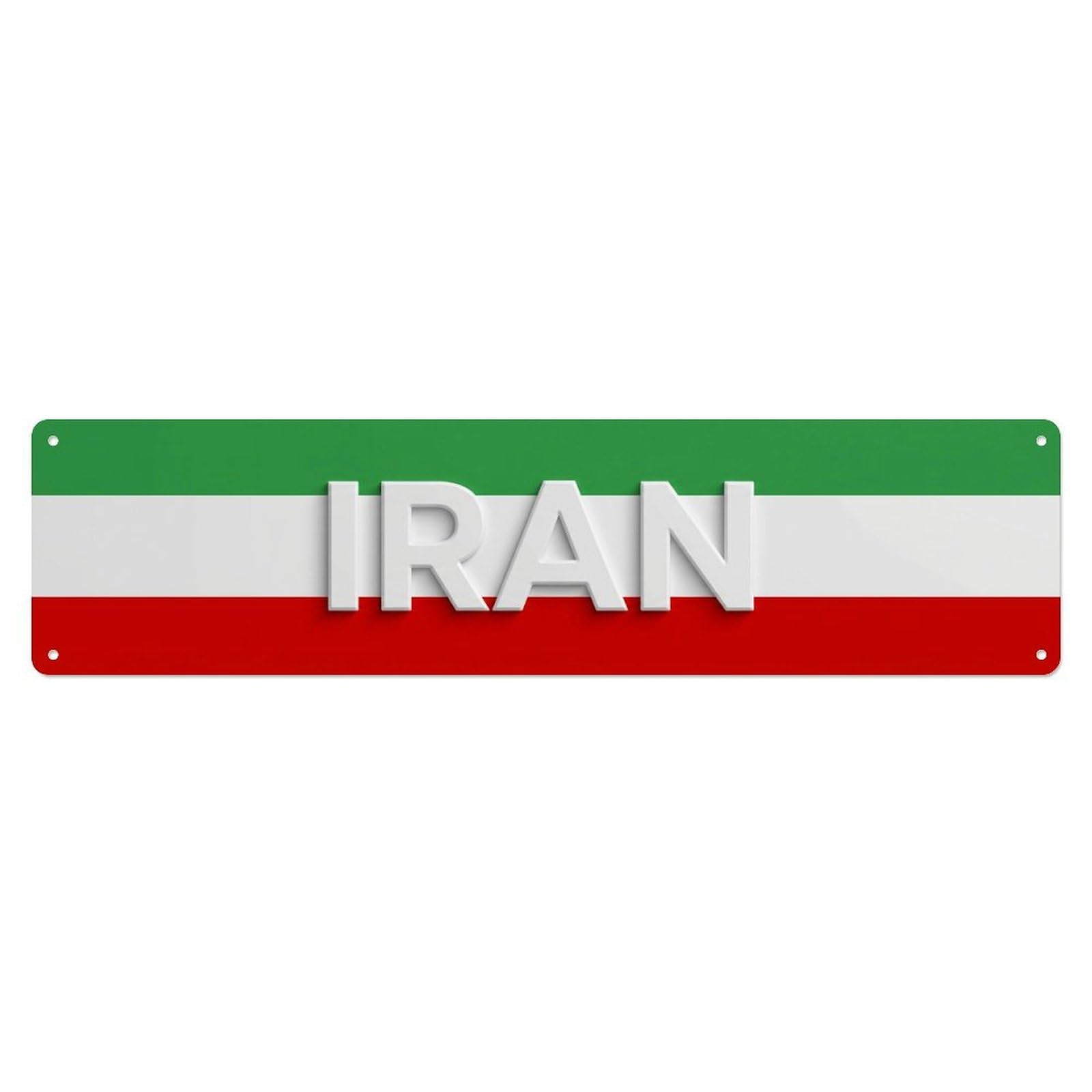 Vintage Iran Flag Pattern Metal Tin Sign
