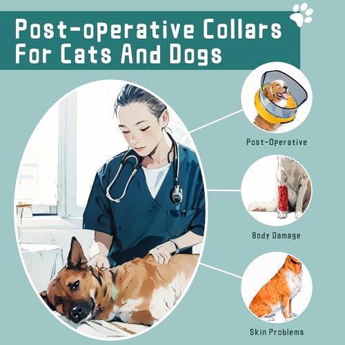 Image of Ovatt PVC inflatable pet collar for small medium and large dogs after surgery ,Washable Dog Cone Collar w /Removable Hard Cone for Dogs After Surgery (Orange, L)
