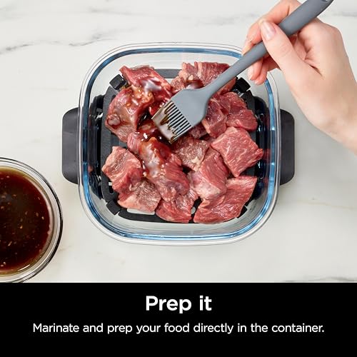 Image of Ninja 6 Cup TempWare Glass Container with Leak-Proof Storage lid, Compatible Crispi Portable Cooking System, Microwave, Freezer and Dishwasher Safe, PFAS Free Glass Cooking Surface