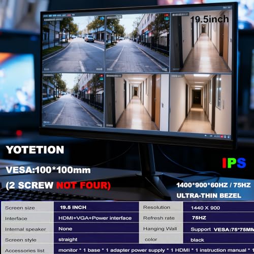 Image of 19.5-inch Professional HD Monitor (1440 x 900), 75Hz Refresh Rate, Without Audio, Visual Protection Technology, Blue Light Filter, and Flicker-Free Technology (HDMI and VGA Ports)