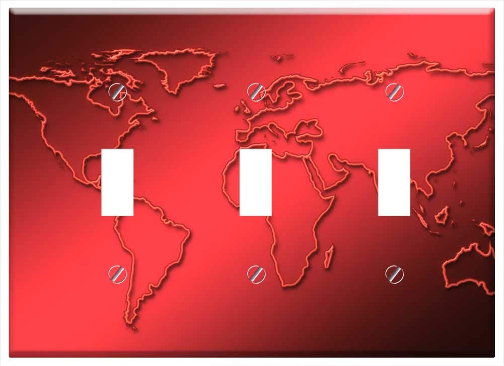 Switch Plate Triple Toggle - Earth World Globalization Planet Globe Global 2