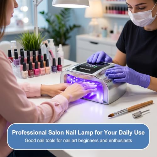 Image of UV Nail Lamp, 96W Cordless Professional Rechargeable UV LED Portable Lamp, 4 Timer Setting and Smart Sensor Gel Nail Dryer, Ideal for Training, Nail Art Practice, Home & Salon