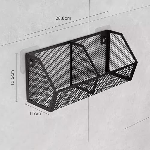 Image of Wall Hanging Baskets Wall Mounted Multiuse for Living Room 28.8x11x13.5cm Black