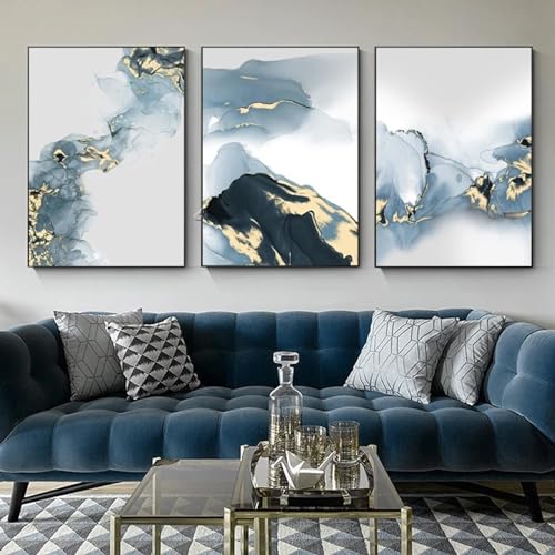 Peinture décorative abstraite bleu nordique KEBIA pour transformer le mur de votre salon moderne