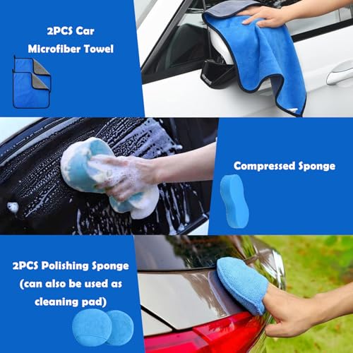 Kit Nettoyage Voiture, 31 Pièces Brosse Nettoyage Voiture Kit pour L'intérieur et L'extérieur, Brosse Perceuse Nettoyage avec Brosses, Éponges de Polissage et Plus, Sac de Transport Pratique – Image 4