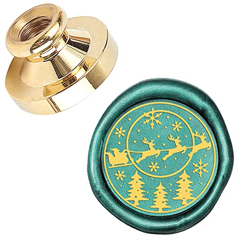 CRASPIRE Christmas Sealing Wax Stamp Head Only 25mm Pine Tree Snowflake Santa Claus Sled Snowflake Elk XMas EVE Replaceable Brass Sealing Stamp for Winter Holiday Invitations Envelope Cards Decor