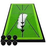 Golf Style ディボットプロマット ゴルフマット 跡がつく ターフ跡が確認できる スイング ショットマット アプローチ アイアン 練習用 ダフり チェック ゴムマット 33×62cm ゴルフボール Pセット GS-3362-dib (ブラック)