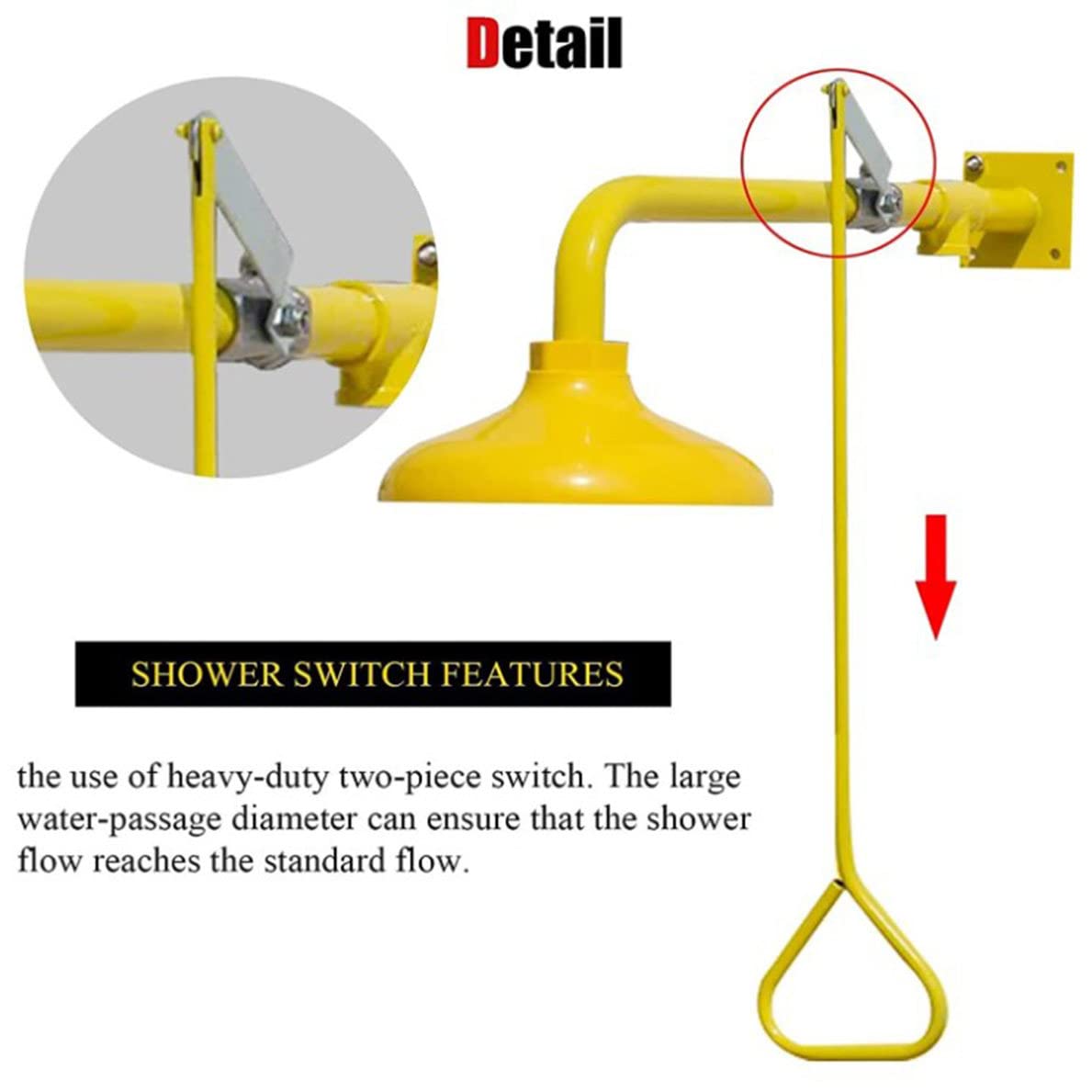 Cabezal rociador de ducha de emergencia - Ducha de seguridad montada en la pared y estación de lavado de ojos | Sistema de limpieza facial