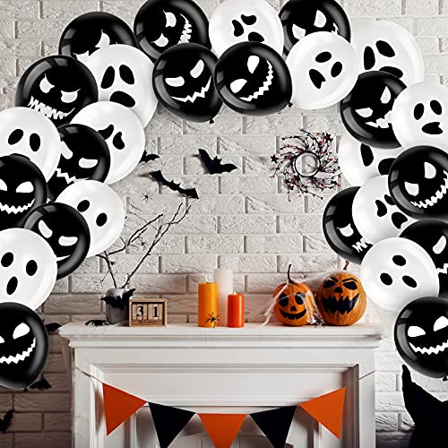 Zomiboo ZOMIBOO-BALLOONS-4 50 Halloween Balloons Decor, Adorable Pumpkin And Spooky Spider Latex Balloons Halloween 1St Birthday Party Little Boo Shower Supplies 12" thumb #5