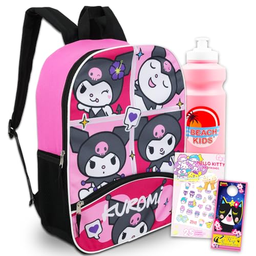 SANRIO Kuromi Backpack for Kids - Bundle with 16
