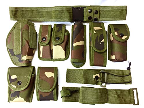 First to act tactical Law Enforcement Modular Equipment System Security Guard Military Tactical Duty Utility Versatile Battle Work Hunting Belt (10 in 1, Adjustable 35-45 inches, Green Camouflage)