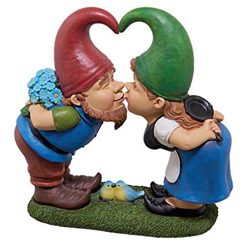 Design Toscano QM2796400 - Figura Beso y decirle, Amante gnomos Estatua, de Color Beige