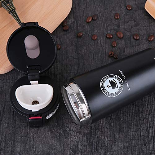 Image of Travel Mug, Insulated Coffee Cup Reusable with Leakproof Lid & Handle, Double Wall Vacuum Stainless Steel Car Coffee Mug for Hot and Cold Water Coffee and Tea, 500ml (Black)
