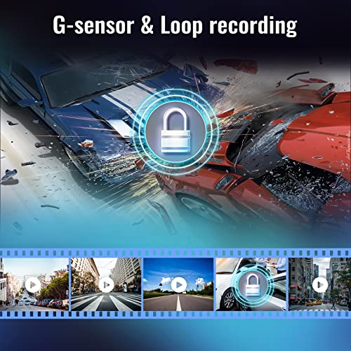 Cámara de Coche 1080P HD Dashcam con 9.66 Pantalla táctil,Espejo retrovisor Frontal y Trasero,G-Sensor,Grabación en Bucle,Monitor de Aparcamiento 24H,Guía de Aparcamiento,Visión Nocturna,Impermeable - imagen 6