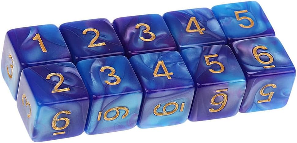 20 Pieces Polyhedral Dice Set D6 Dice 16mm Acrylic 6 Sided Dice Game Dice for Dungeons and Dragons RPG MTG DND Dice Table Games (Blue Purple and Red Blue)