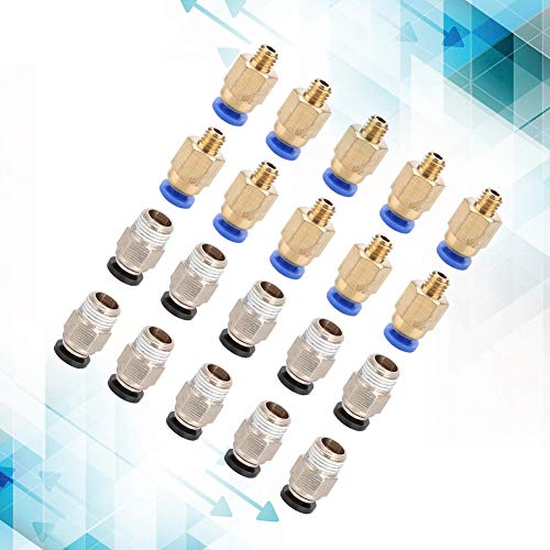 Conector de Filamento, Conector de Tubo Bowden 20pcs PC4 M10 Masculino Conector Neumático Recto Impresoras 3D Fiting Neumático PC4 M6 Rápido en el Ajuste para la Impresora 3D
