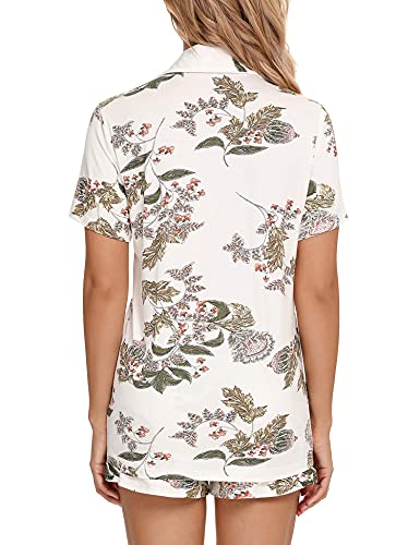 Anjue Womens Pajamas Set Short Sleeve Sleepwear Button Down Nightwear Shorts Soft Pj Sets S-XXL4