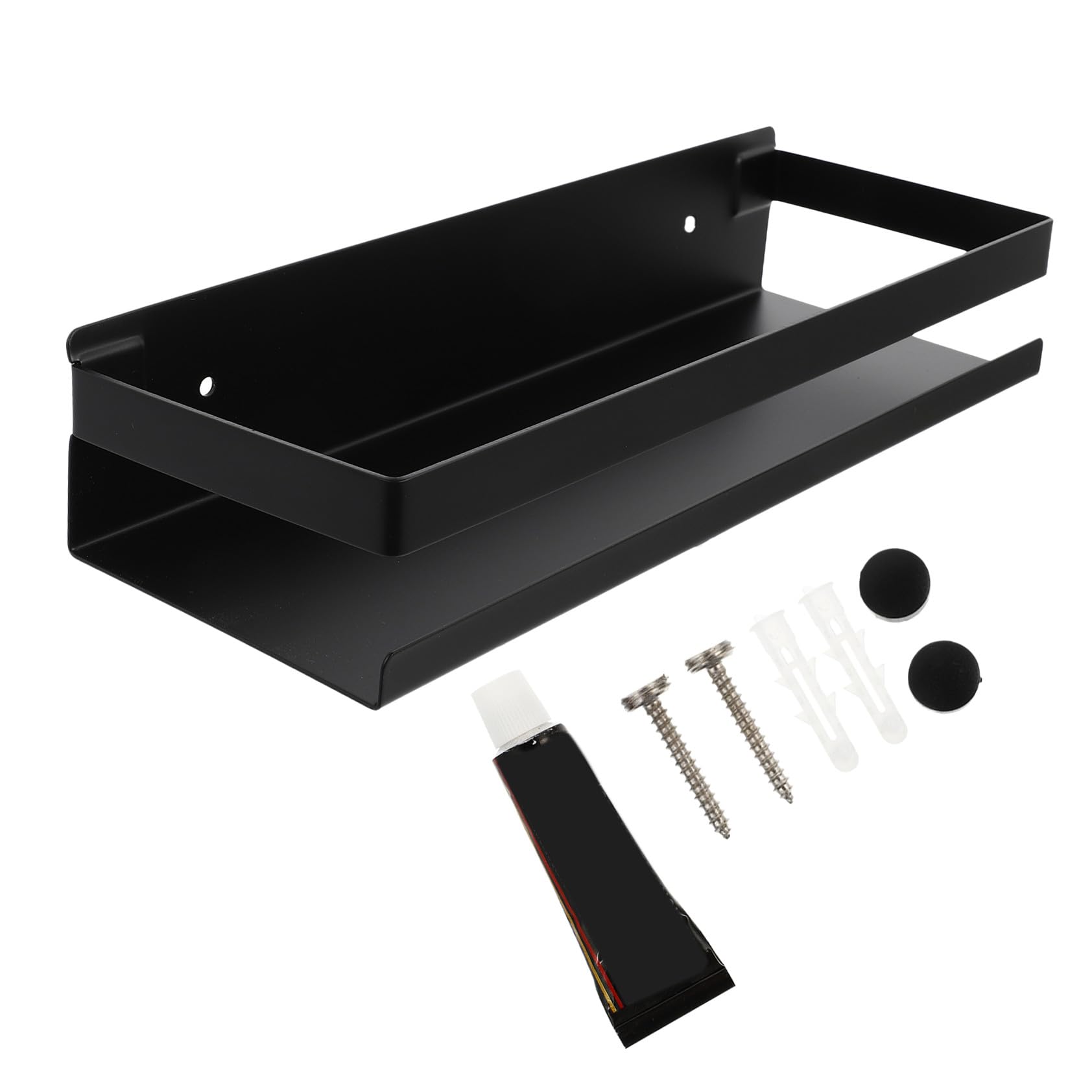 Pratico Portaoggetti Da Parete in Metallo Senza Foratura in Acciaio Inox 304 Per Cucina E Bagno Nero