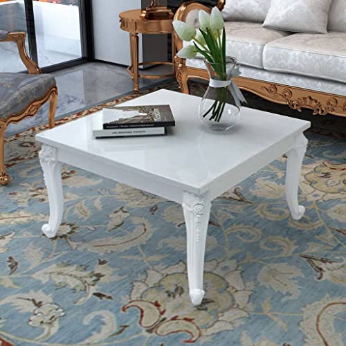 WDGJJFECNMUEHI Table Basse Moderne 80x80x42 cm en Blanc Brillant laqué, Meuble de Salon Design et Fonctionnel pour séjour ou Salle à Manger, Facile à...