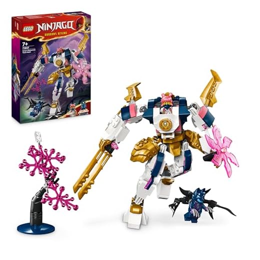 LEGO NINJAGO Sora’s Elemental Tech Mech, Customisable Ninja Action Figure Toy for 7 Plus Year Old Boys and Girls, Set with Katanas & Sora Minifigure for Independent Play, Birthday Gift Idea 71807