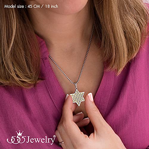 Collier étoile de David unisexe chaîne acier inoxydable ajustable 555Jewelry - 2