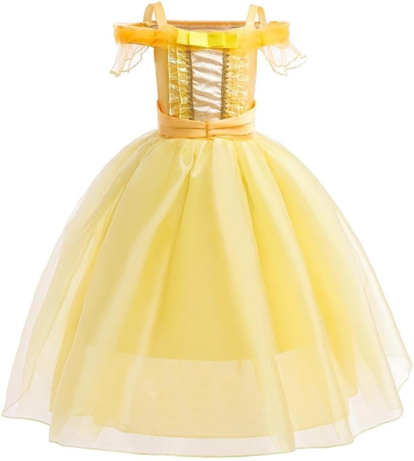 Dressy Daisy Toddler Girls' Princess Costumes Fancy Dress Up with Accessories Halloween Birthday Party Outfit Yellow