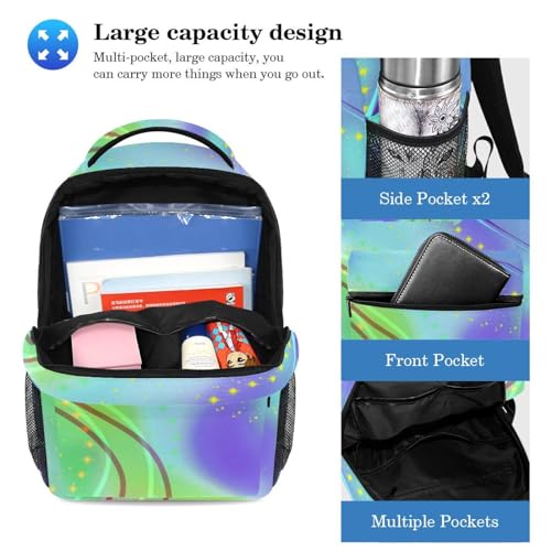 Ensemble cartable motif géométrique multicolore avec trousse assortie - 3
