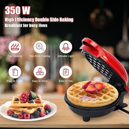 Image of Combo Set of Waffle Maker Electric 3 in 1 and (Aluminium Dishwashing Hand Glove), Mini Waffle Maker Machine with Sandwich Grill Plates, Non-Stick Waffle Machine for Home, Pancake Maker, Snack Maker