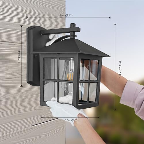 Black Outdoor Wall Light for Porch Courtyard Corridor Hallway Doorways Patio, Waterproof Outside Wall Sconce Lights Fixture, Aluminum Exterior Lantern Wall Mount Wall Lamp, 2 Pack