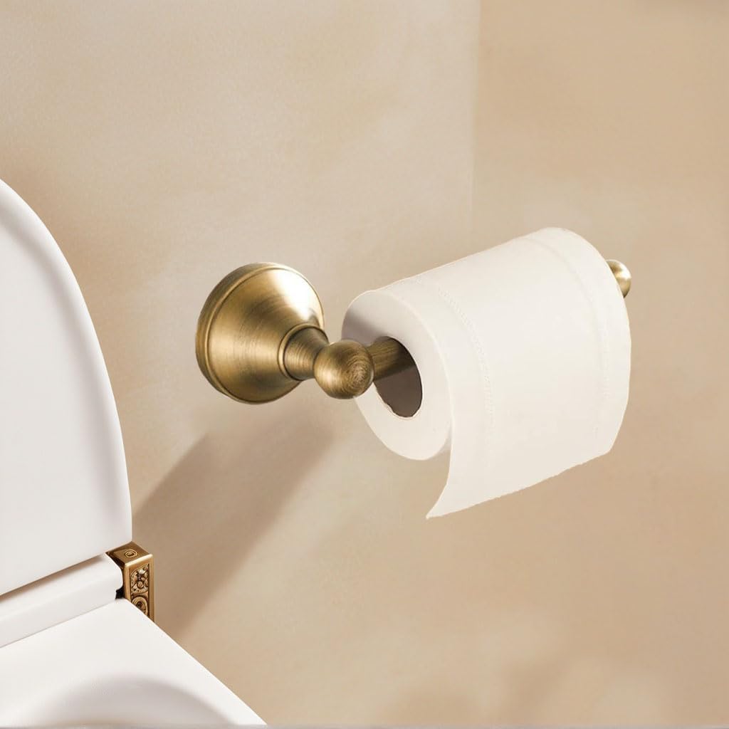 Brass Toilet Paper Holder,Antique Towel Ring,Antique Brass Hand Towel Holder Bathroom Tissue Roll Paper Holder Hanger Bath Accessories Wall Mounted Half Round 2 Pieces