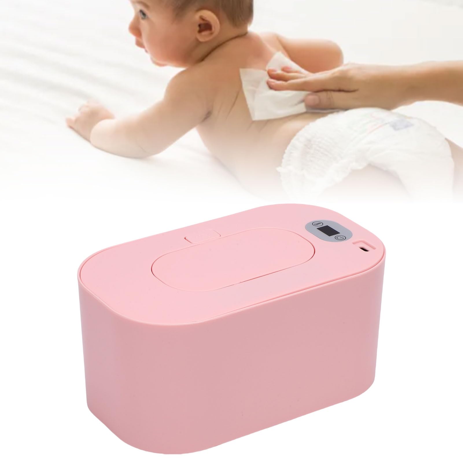 Chauffe-lingettes Portable alimenté par USB, Chauffage Rapide et Uniforme, pour la Maison, la Voiture et l'extérieur (Réglage de la température rosée)