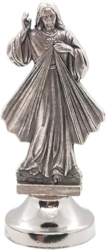 Mini estatua de santo  Figuras clásicas cristianas y católicas  Metal plateado  Parte inferior adhesiva - Se fija fácilmente al tablero del