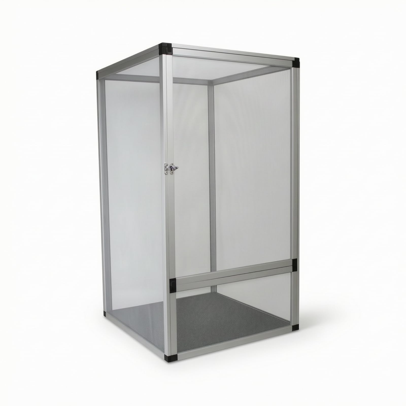 Terrario de Reptiles en Aluminio Jaula Acuario Vivario Construcción Ligera con Ventilación Continua en Todos los Lados y, Array, Plateado, Puerta De Malla Plateada 60 60 120cm